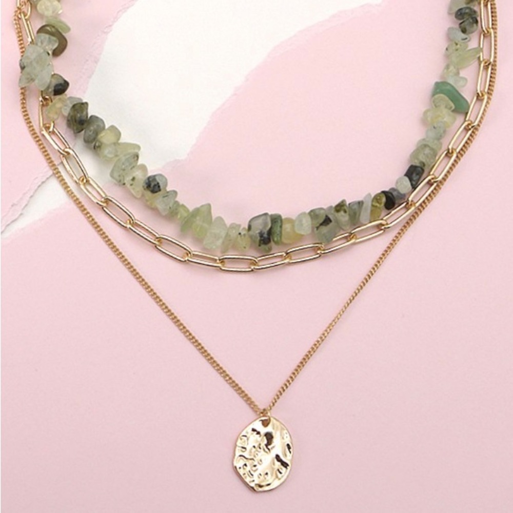 Precious natural stone layered necklace - Picture 4 of 6